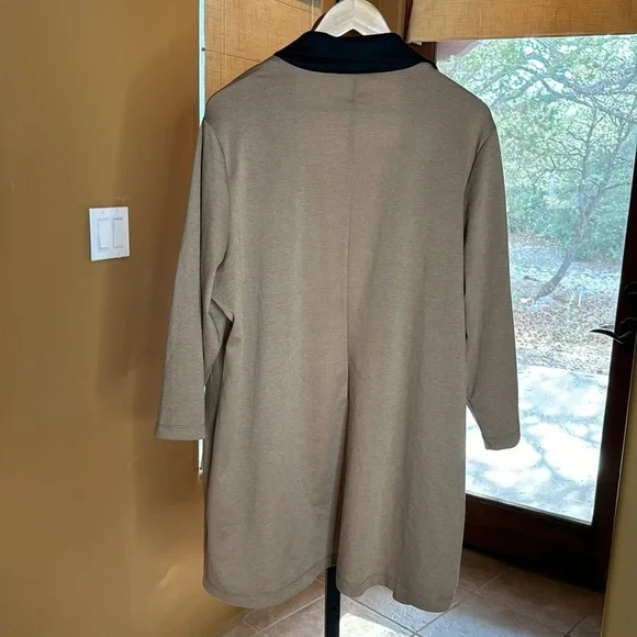 Slinky Brand Stretch Open Front Cardigan Tan Black Size 2X - Picture 5 of 5